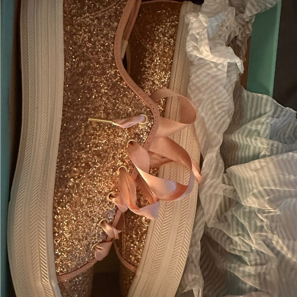 Kate Spade Glittery Rose Gold Sneakers